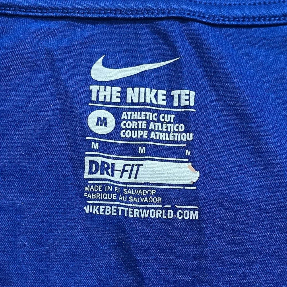 The Nike Tee Blue Athletic Cut Dri Fit Womens M V-Neck Shirt Athleisure Comfort